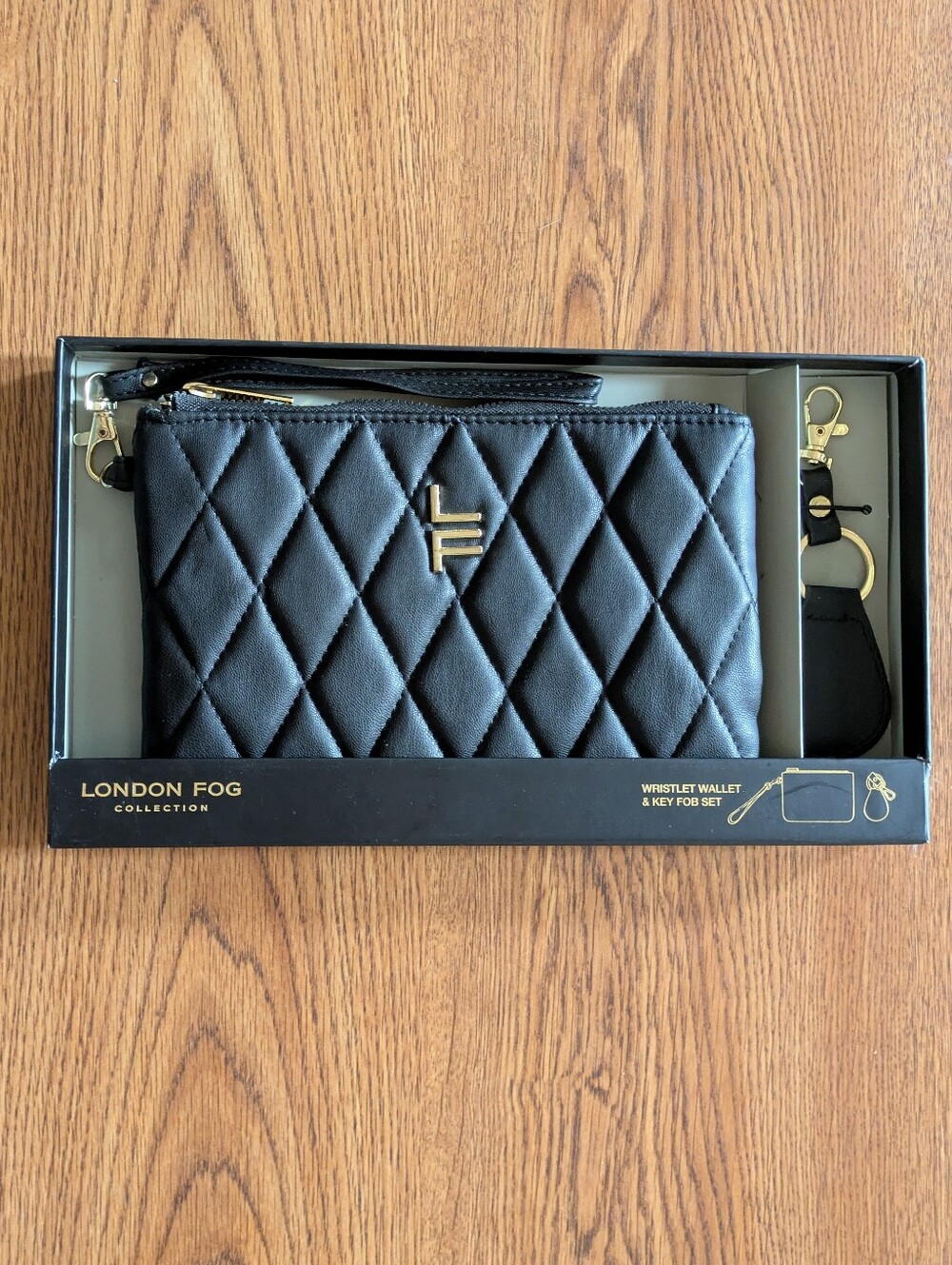 London Fog - Women's Black Quilted Wristlet Clutch Wallet - NWT